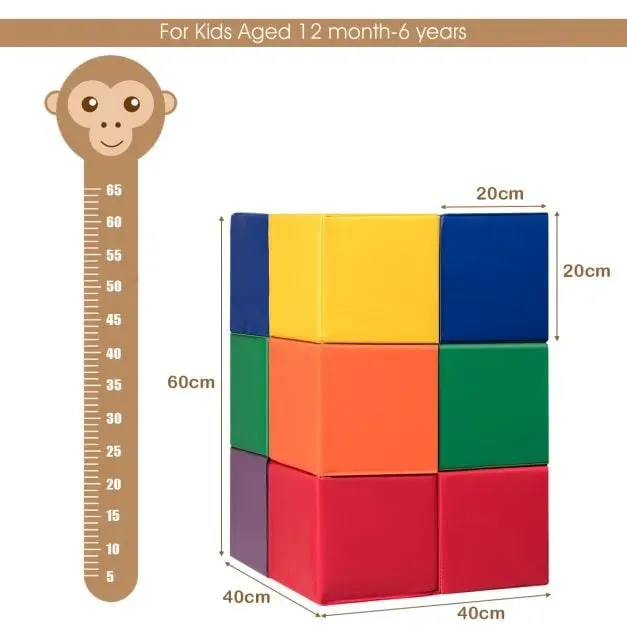 12 Pieces Foam Building Blocks for Kids Soft Play Set for Home | Primary Colours | 12m 