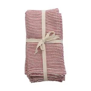 18" Square Red & Cream Stripe Napkins (Set of 4)