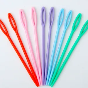 3 3/4\" Multicolor  Plastic Sewing Needles Child Plastic Kid Weave Education Sewing Knitting Cross Stitch Knit Needle 50pcs"