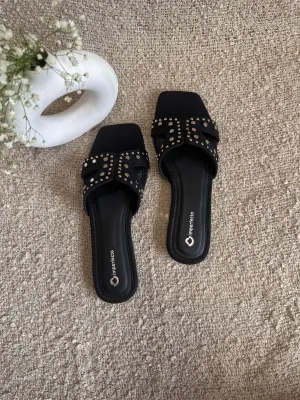 All New Denim Sliders - Black