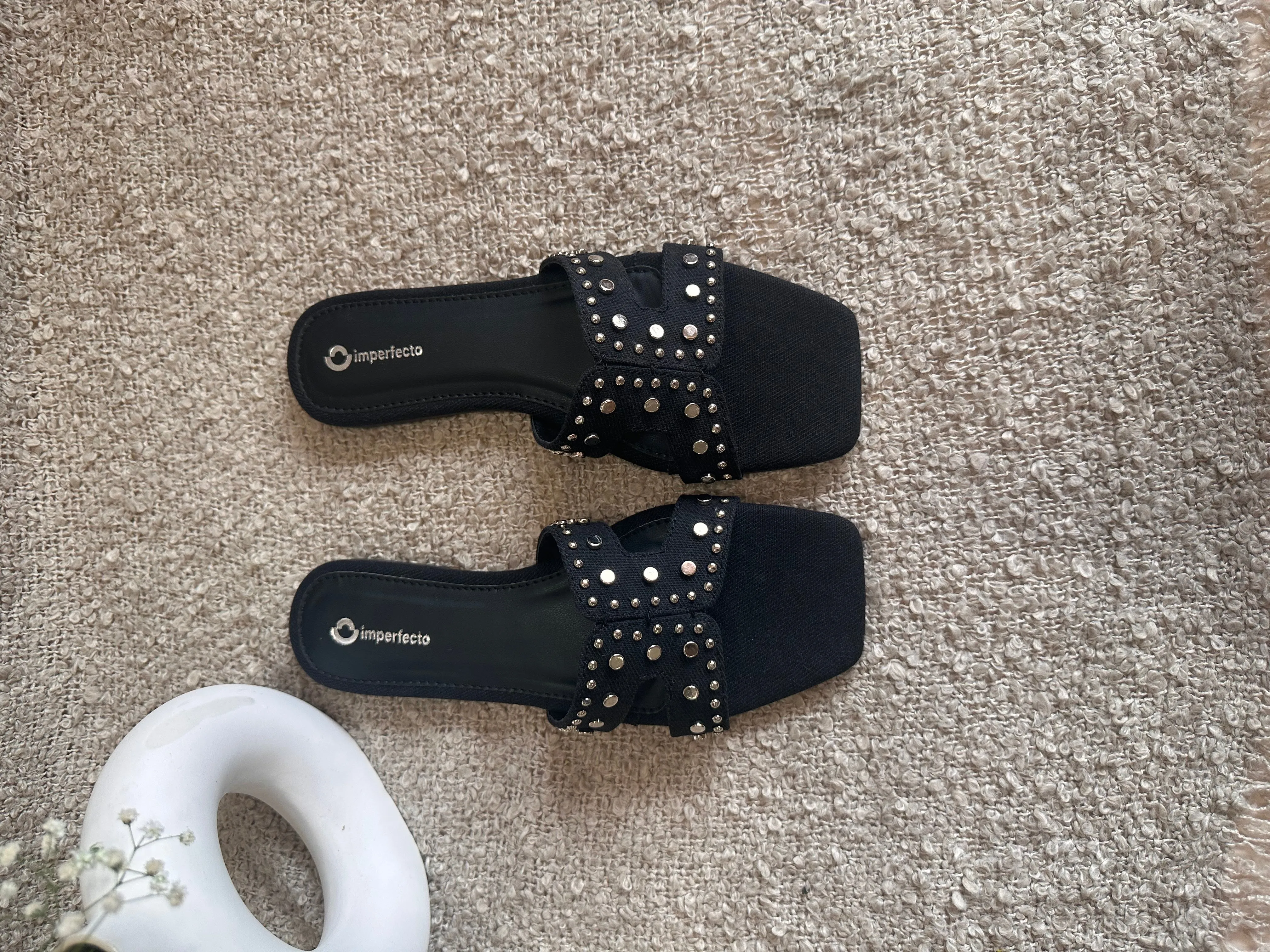 All New Denim Sliders - Black