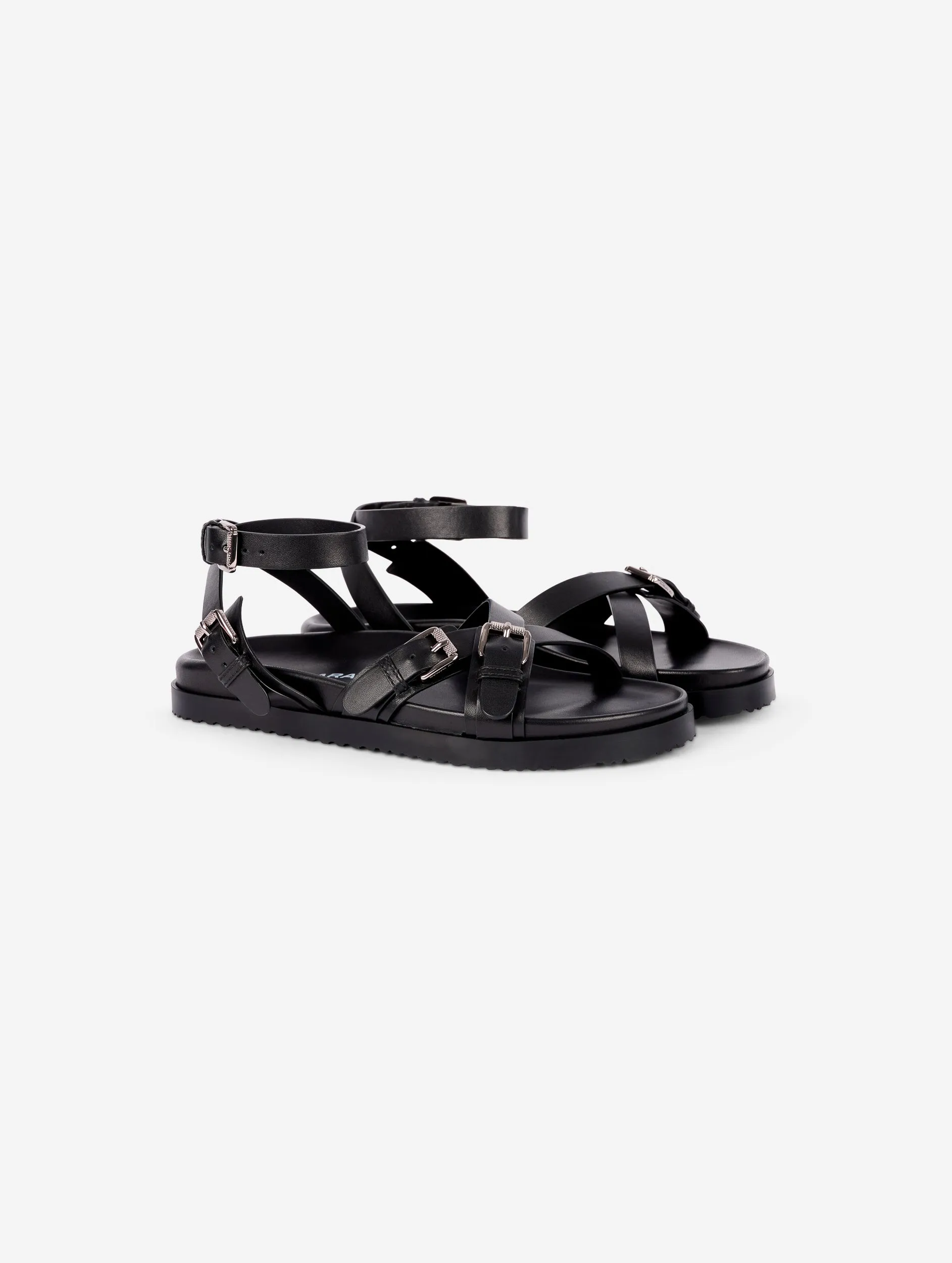 Anatomic sandals in black leather