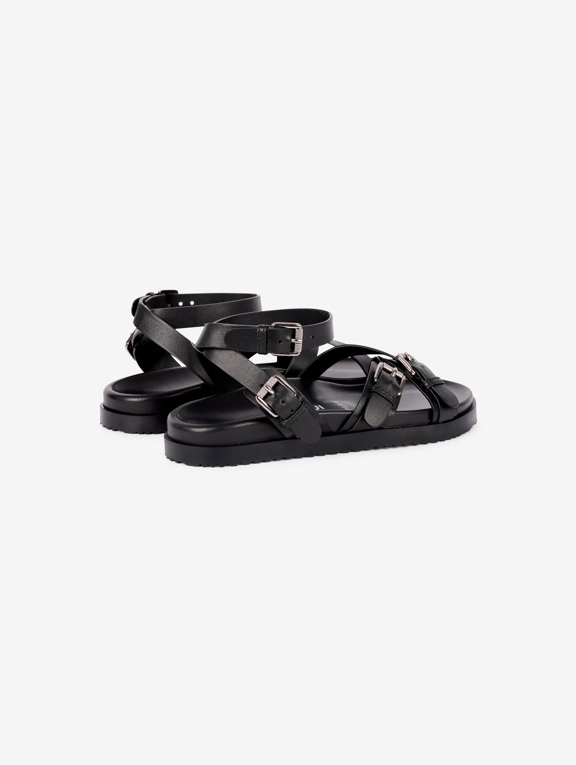 Anatomic sandals in black leather