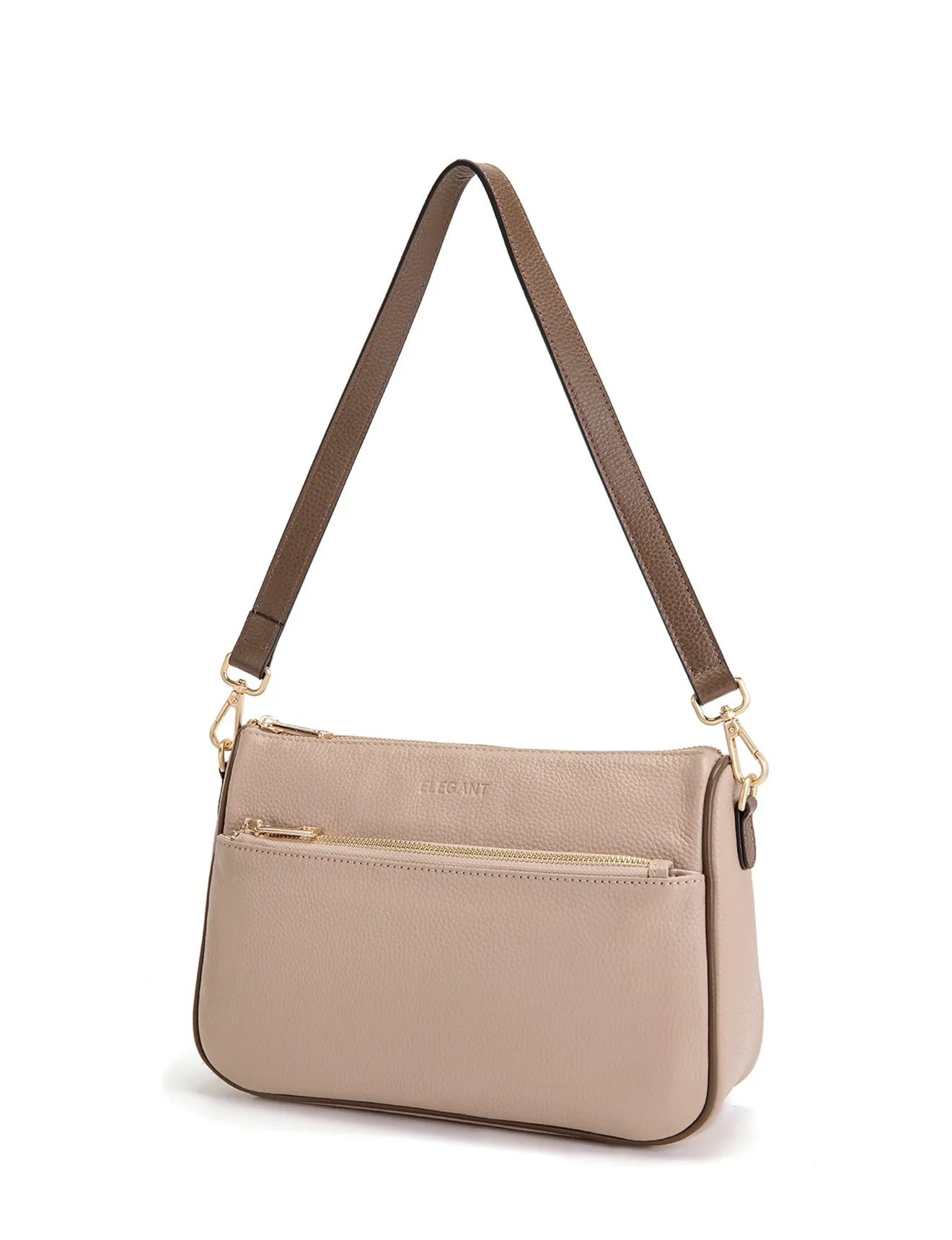 ANTONELLA LEATHER XBODY BAG- E1-0819-PUTTY/CINNAMON- SALE