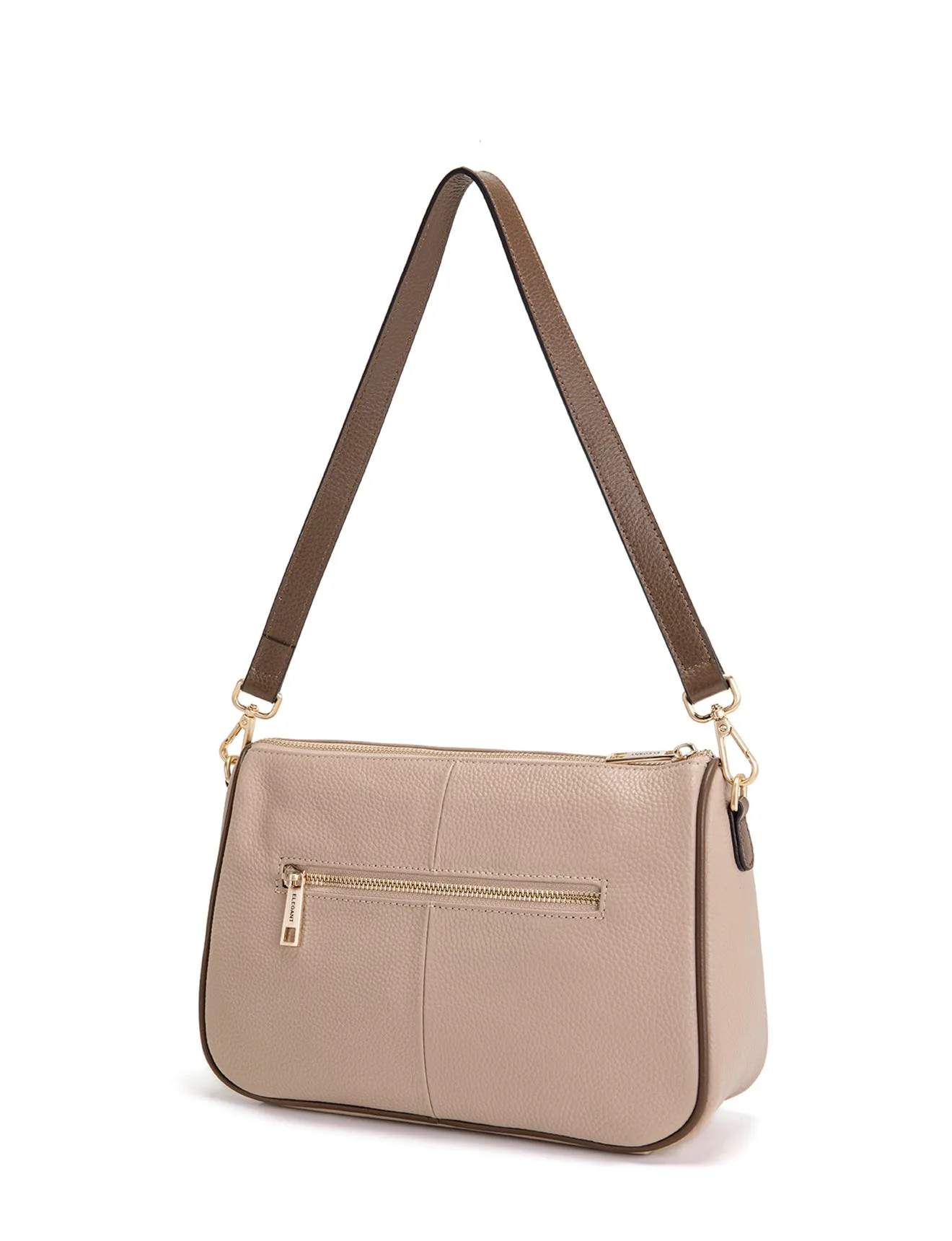 ANTONELLA LEATHER XBODY BAG- E1-0819-PUTTY/CINNAMON- SALE
