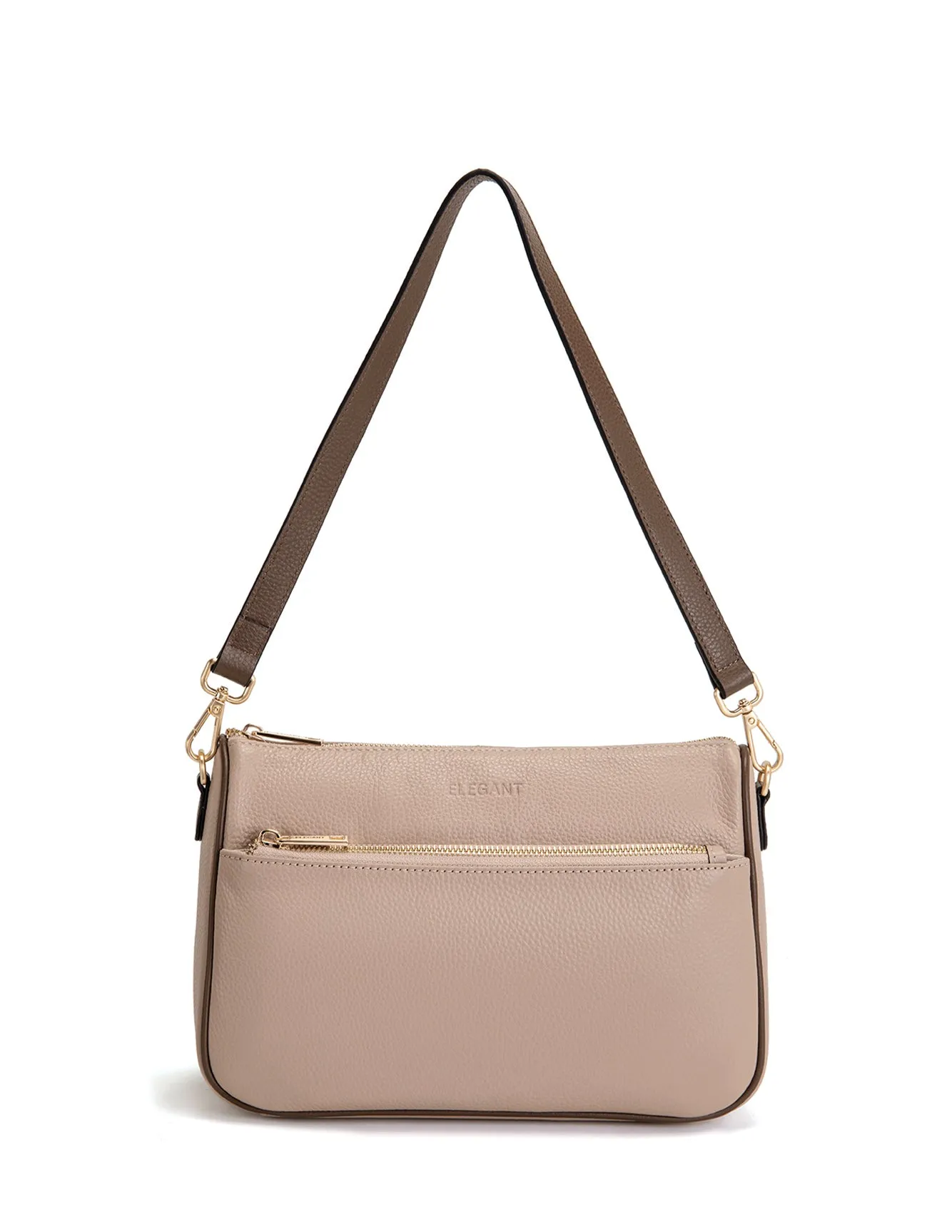 ANTONELLA LEATHER XBODY BAG- E1-0819-PUTTY/CINNAMON- SALE