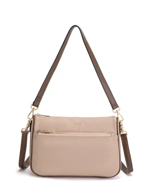 ANTONELLA LEATHER XBODY BAG- E1-0819-PUTTY/CINNAMON- SALE