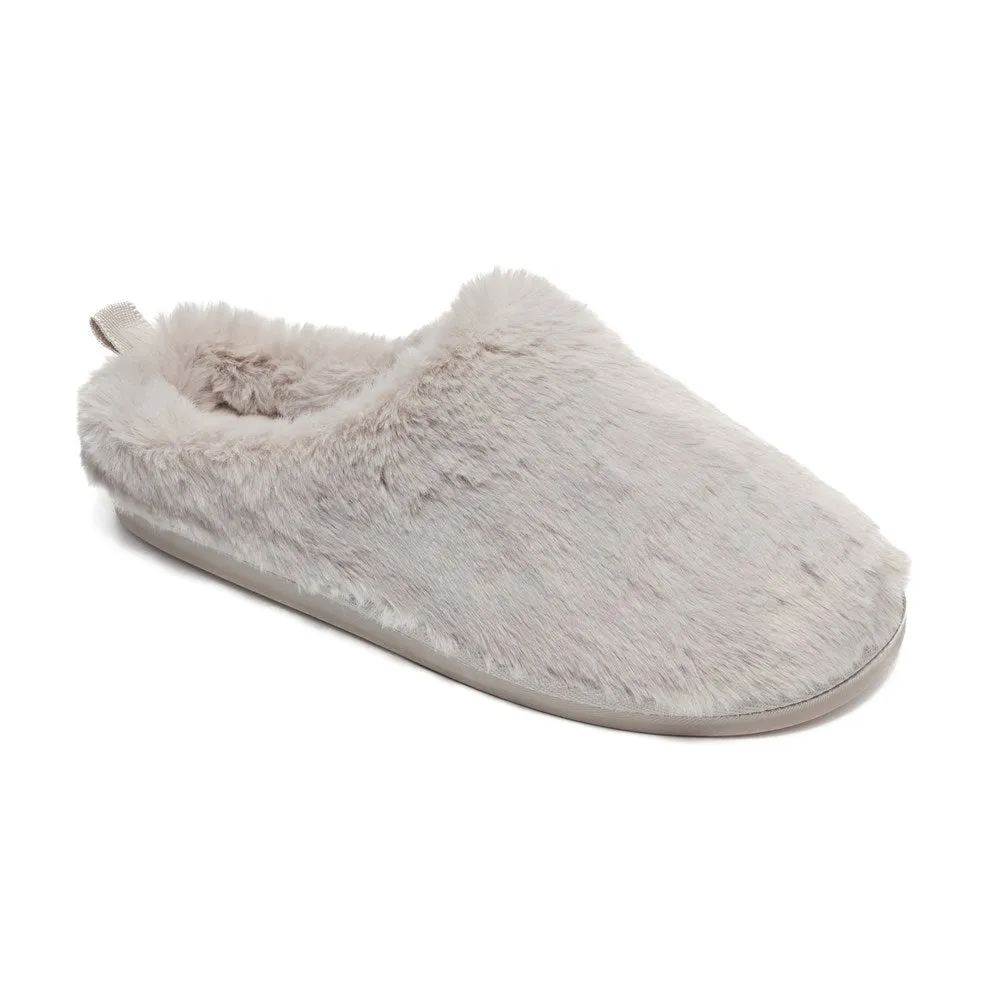 Ariana - 100% Recycled Faux Fur Mule Slipper - Light Grey