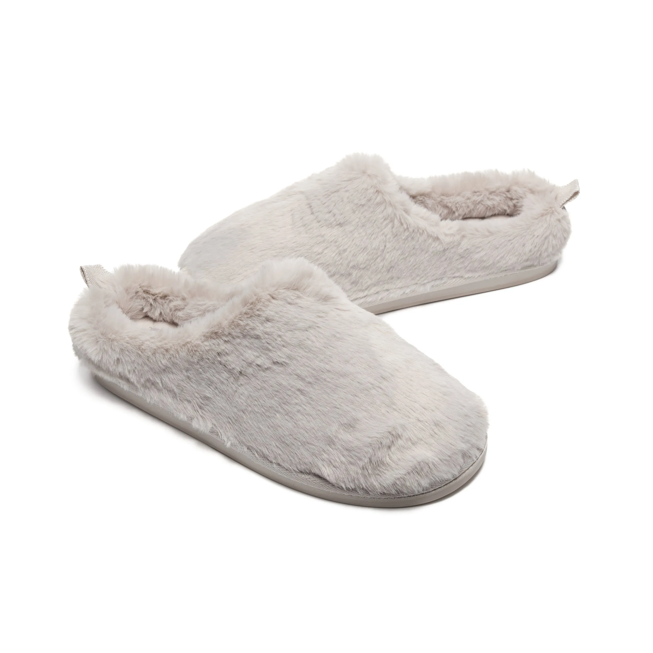 Ariana - 100% Recycled Faux Fur Mule Slipper - Light Grey