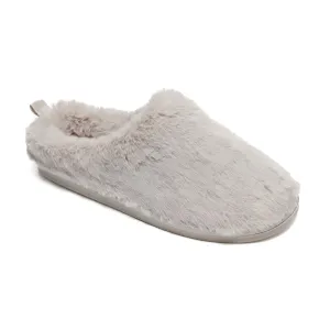 Ariana - 100% Recycled Faux Fur Mule Slipper - Light Grey