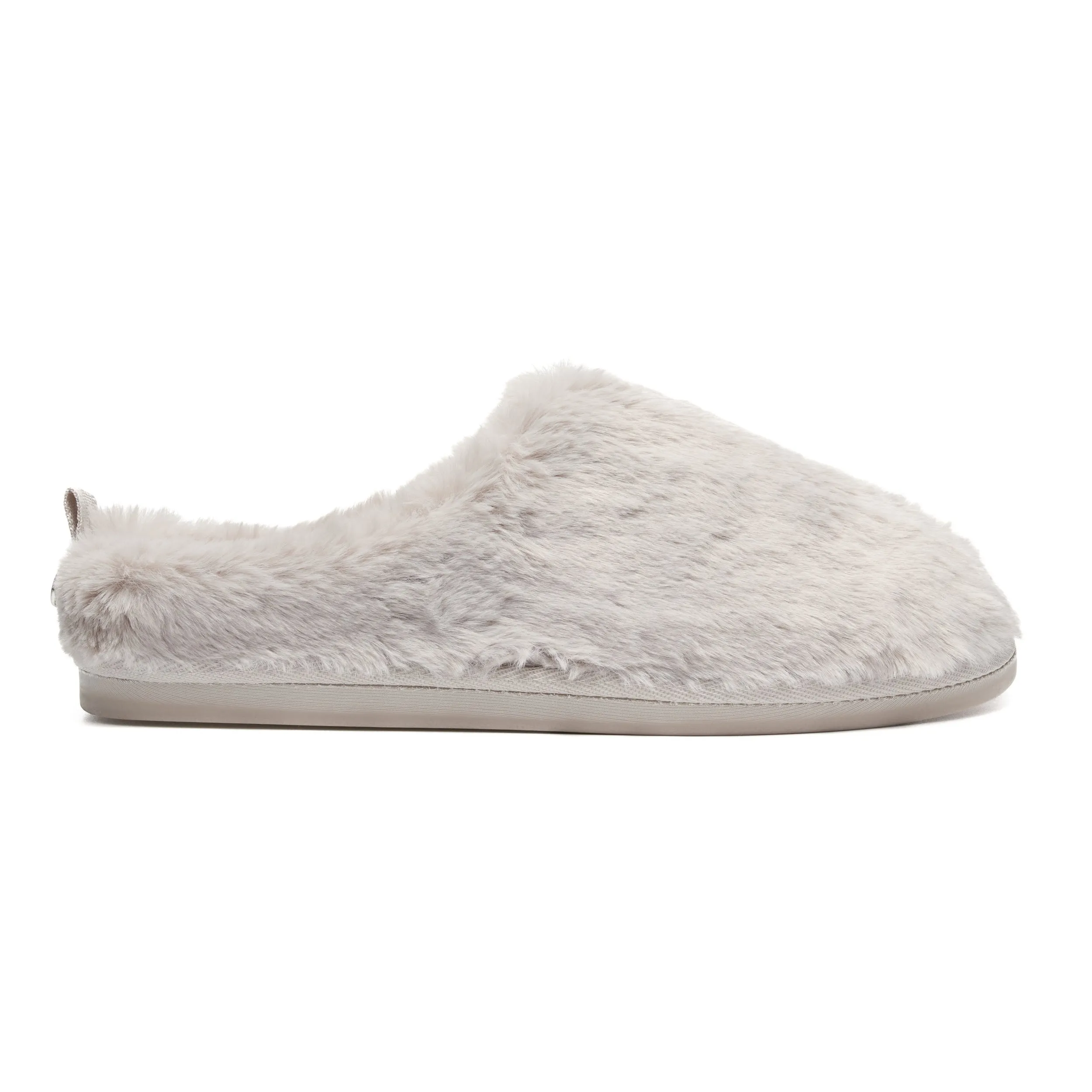 Ariana - 100% Recycled Faux Fur Mule Slipper - Light Grey