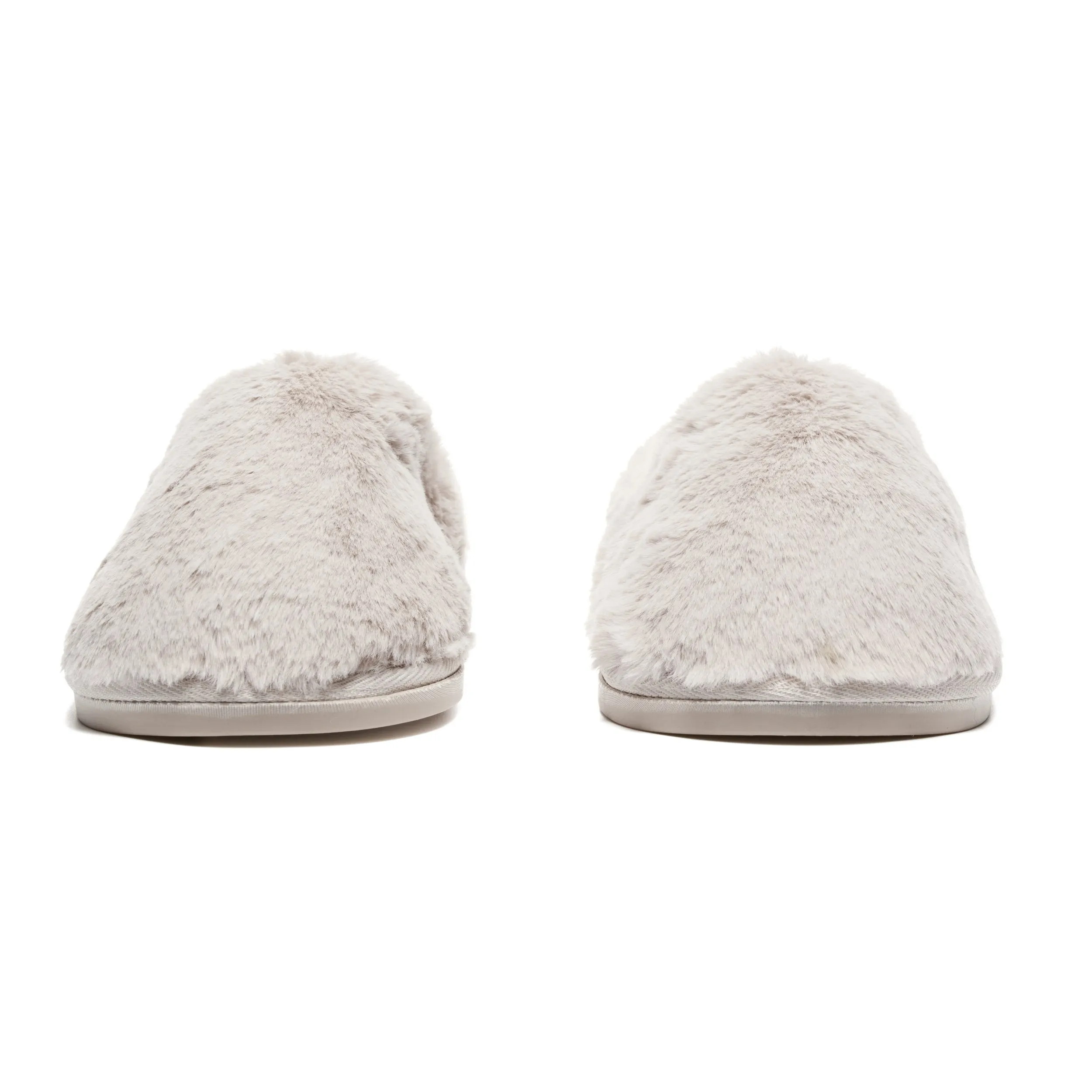 Ariana - 100% Recycled Faux Fur Mule Slipper - Light Grey