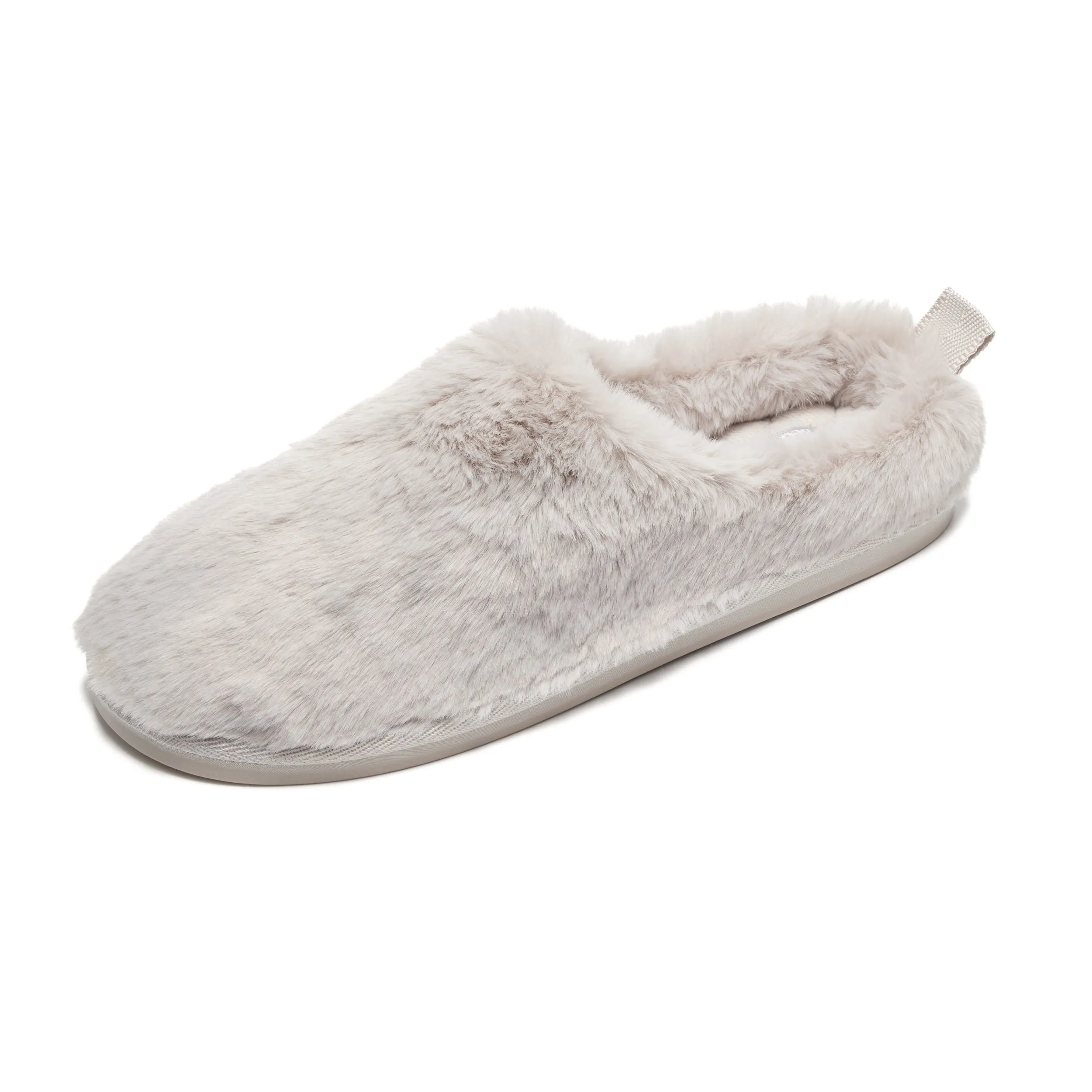 Ariana - 100% Recycled Faux Fur Mule Slipper - Light Grey