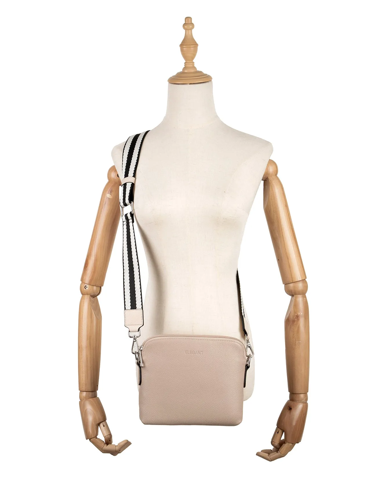ASHLEY LEATHER BAG WEBBING STRAP- E1-0838-PUTTY