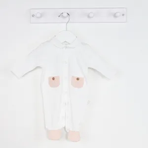 Baby Gi Girls Nest Cream/Pink Sleepsuit