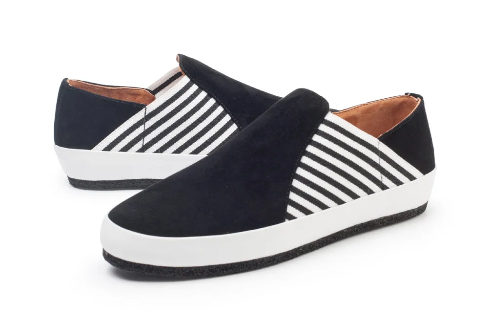 Belle In Black Kid Suede/White Plonge Leather