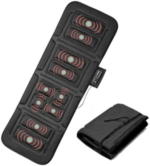 Belmint Vibrating Massage Mat for Full Body - Vibrating Massager Pad with Heat | 10 Vibration Motor Mattress Pad for Neck, Back, Legs Pain Relief (Black)