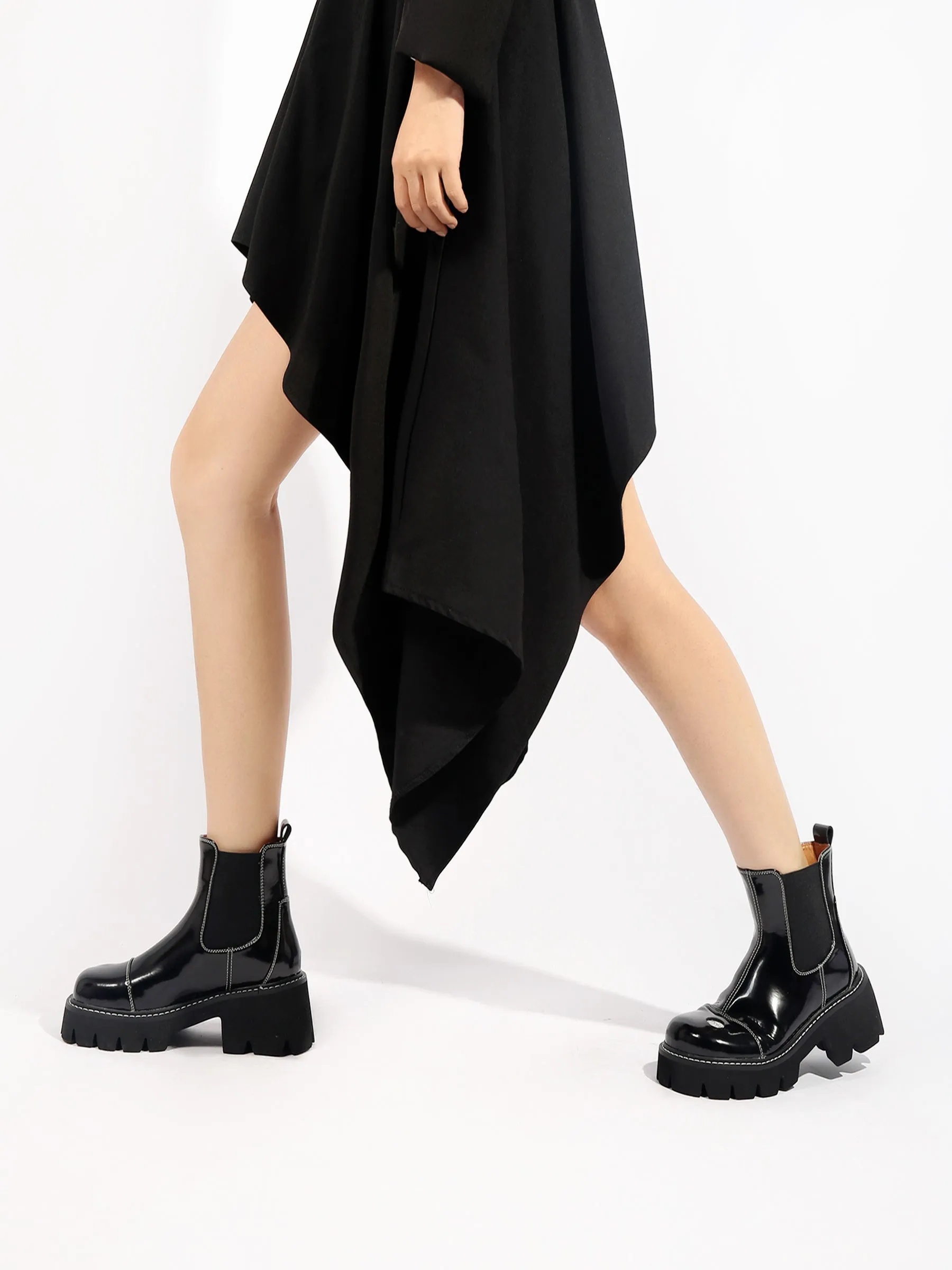 Black Patent Leather Chelsea Boot