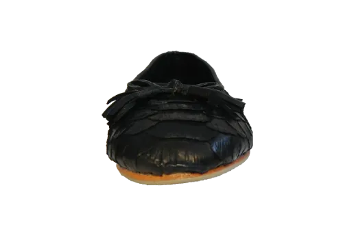 Black Pythonskin and Leather Ballet Shoes