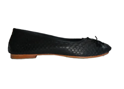 Black Pythonskin and Leather Ballet Shoes