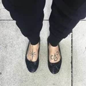 Black Pythonskin and Leather Ballet Shoes