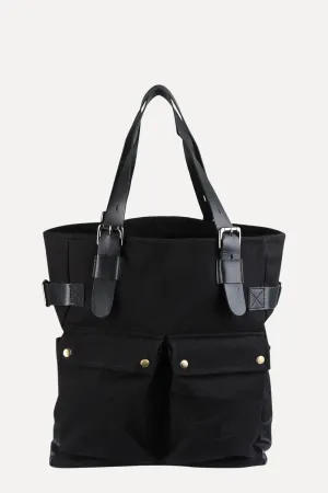 Black Twill Canvas Tote Bag
