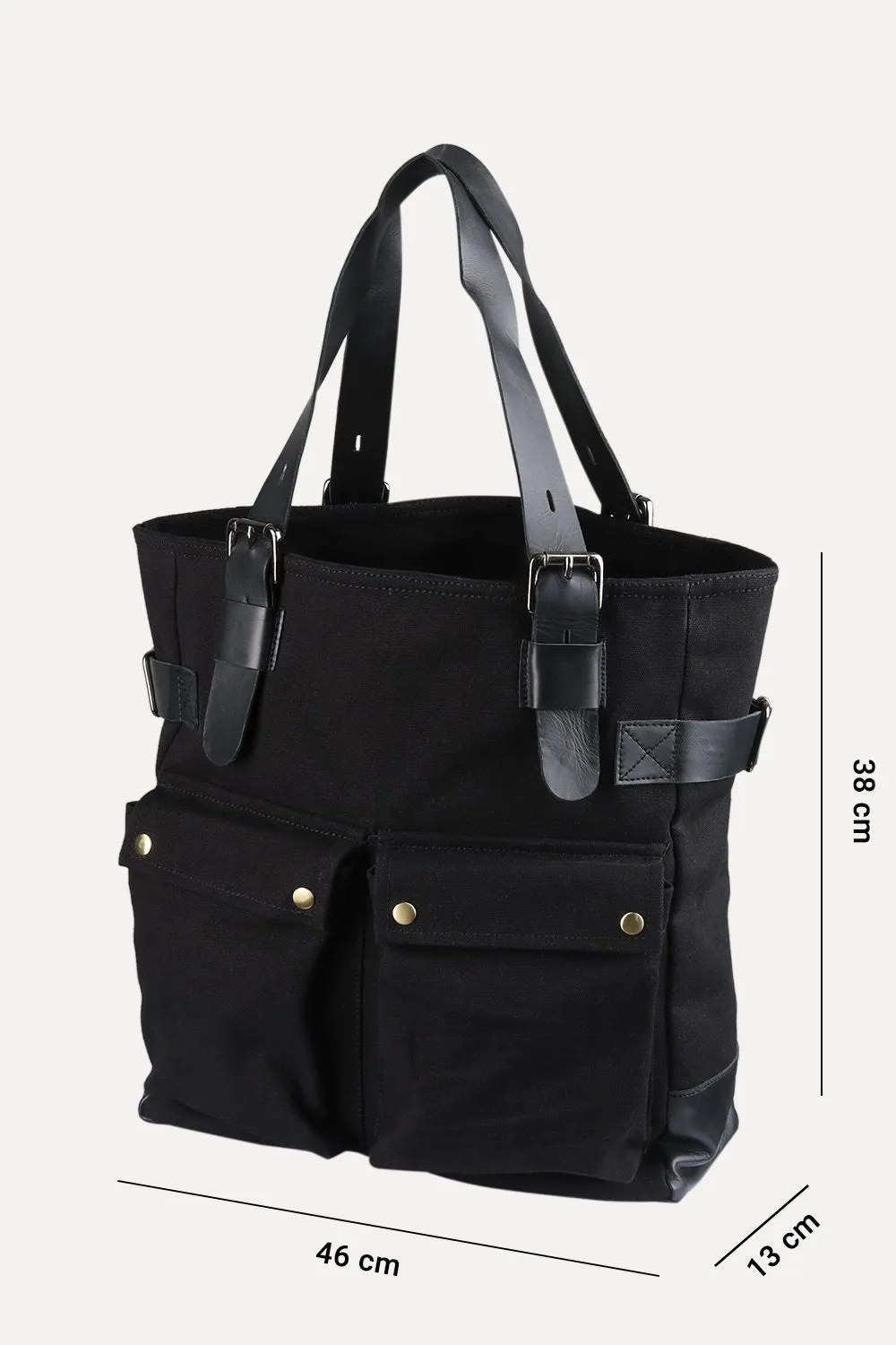 Black Twill Canvas Tote Bag