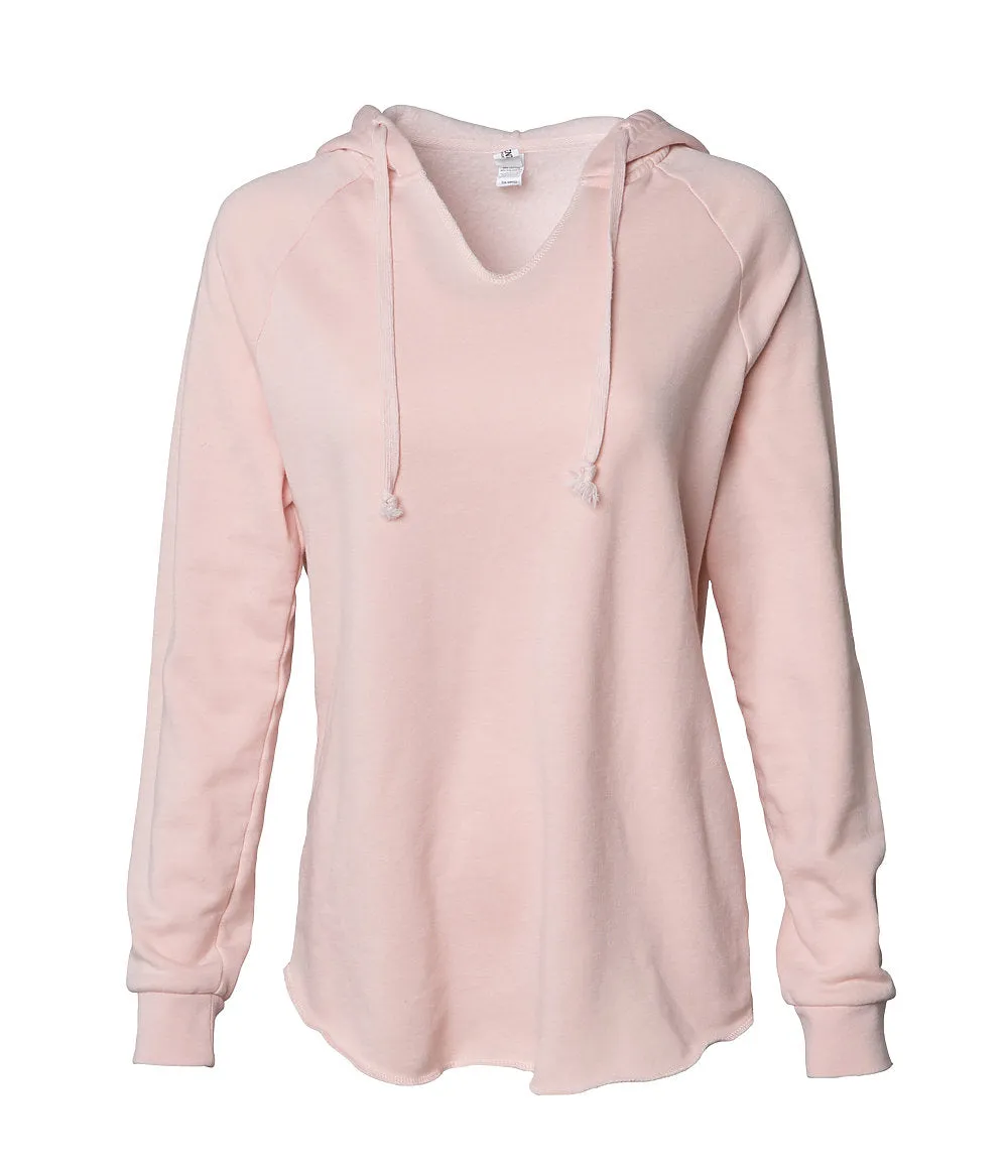 Blush V-Neck Hooded Pullover - Circle Chest Logo
