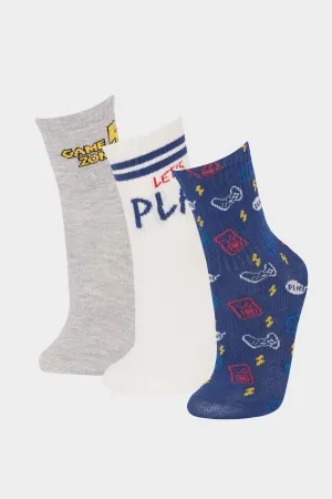 Boy 3 Pcs Cotton Long Socks