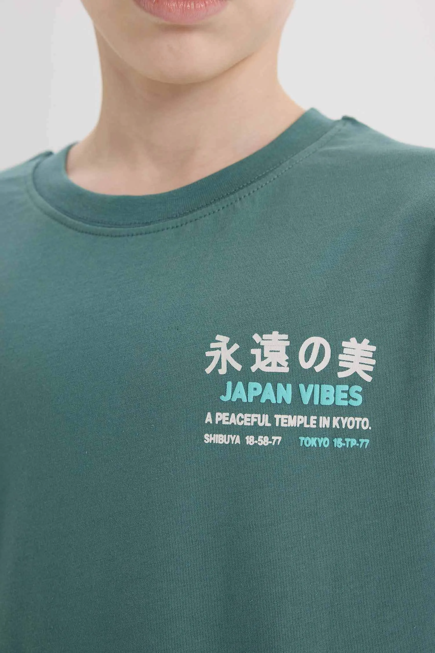 Boy Crew Neck Back Printed Short Sleeve T-Shirt
