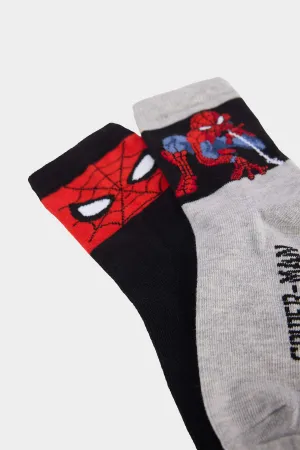 Boy Marvel Spiderman 2 Pcs Cotton Long Socks