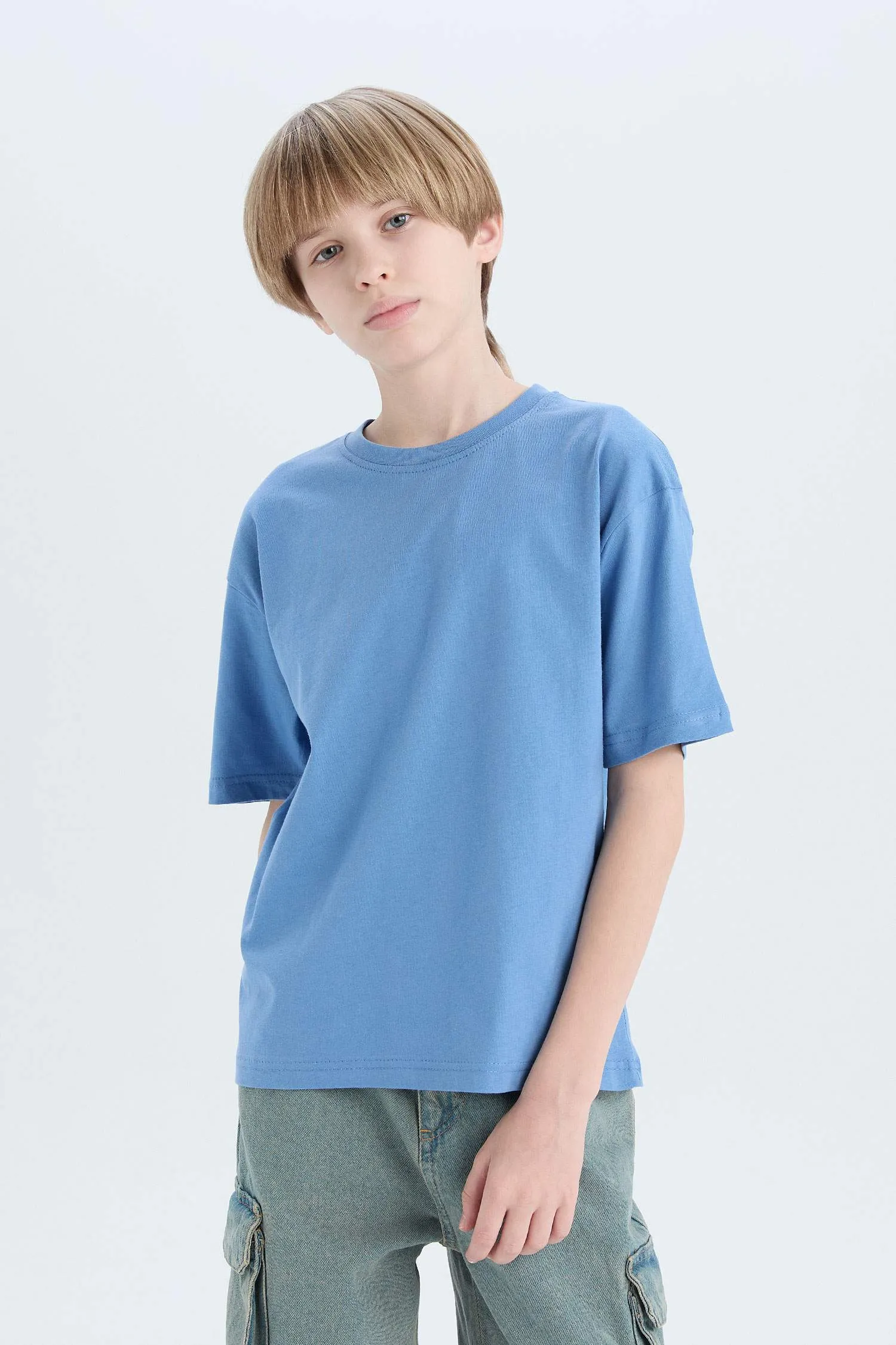 Boy Oversize Fit Crew Neck Basic T-Shirt