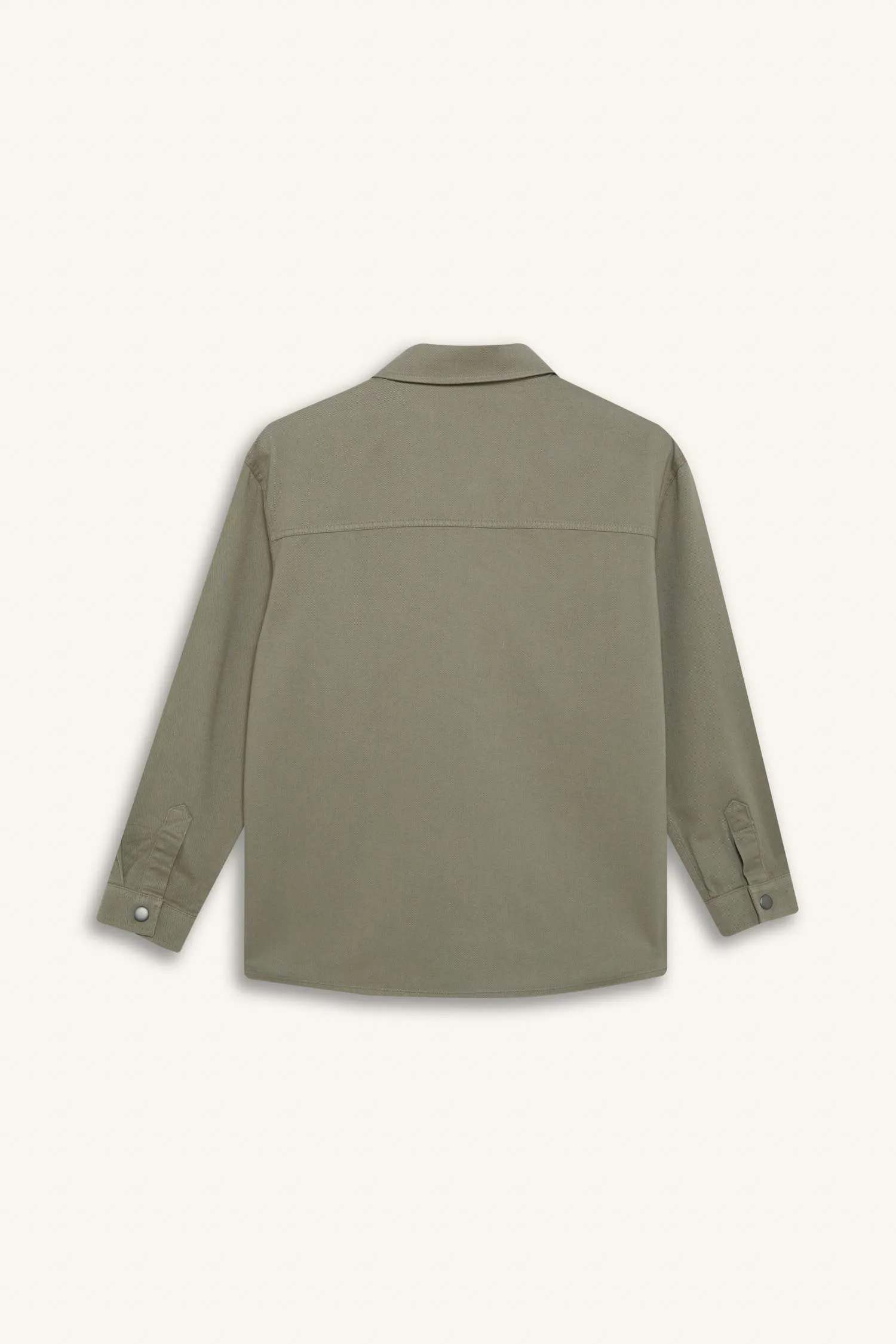 Boy Oversize Fit Polo Neck Twill Long Sleeve Shirt