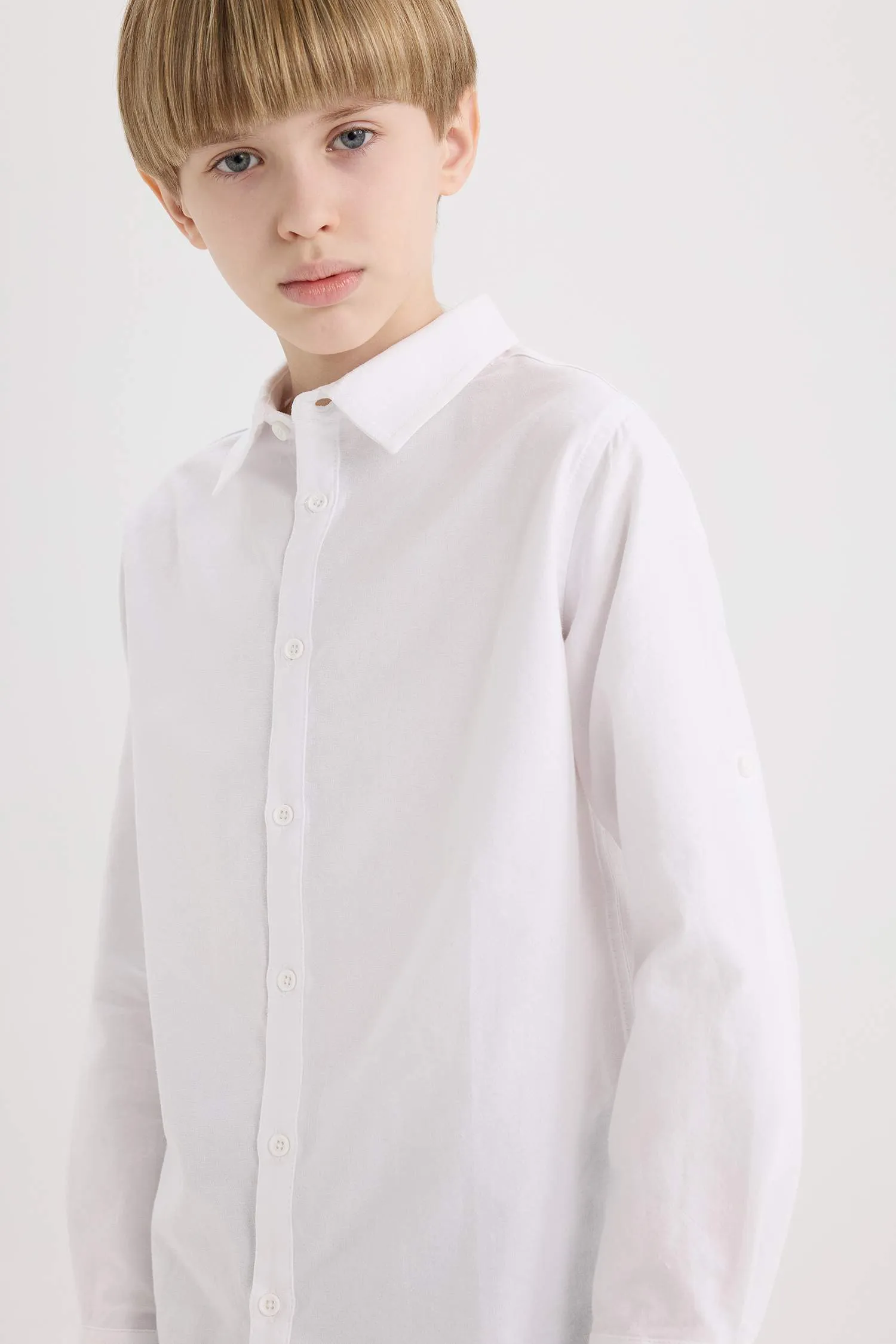 Boy Polo Neck Oxford Long Sleeve Shirt