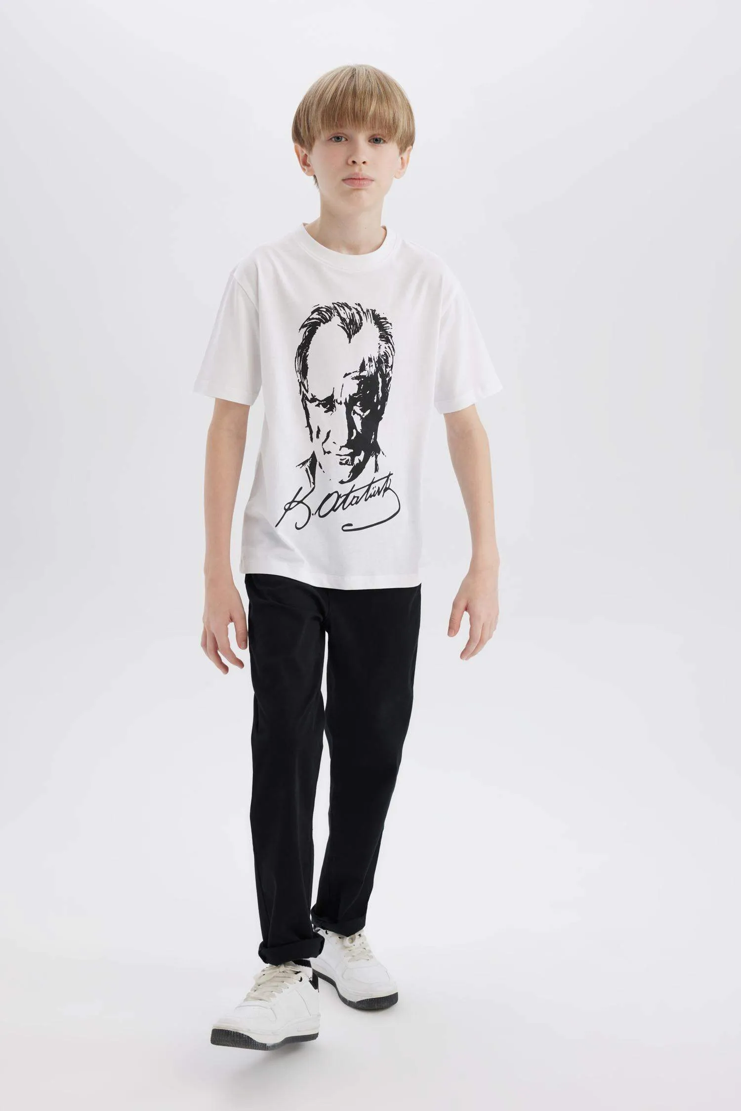 Boys 23 April Children's Day Flat Leg Gabardine Pants