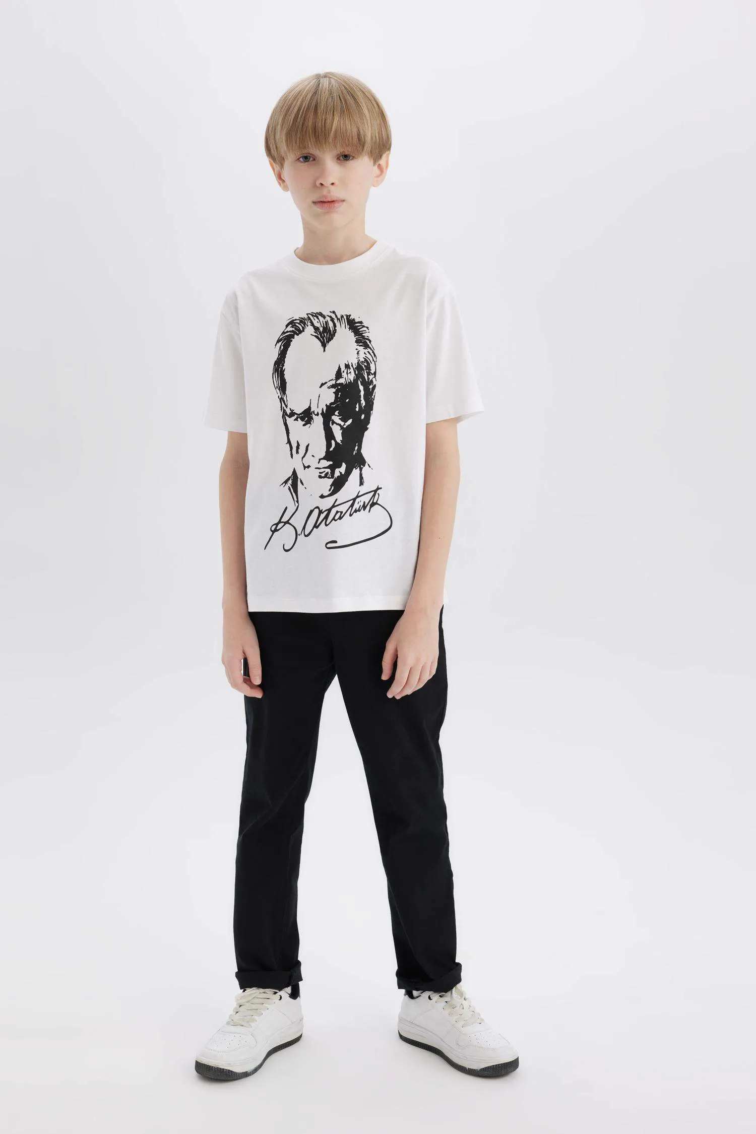 Boys 23 April Children's Day Flat Leg Gabardine Pants