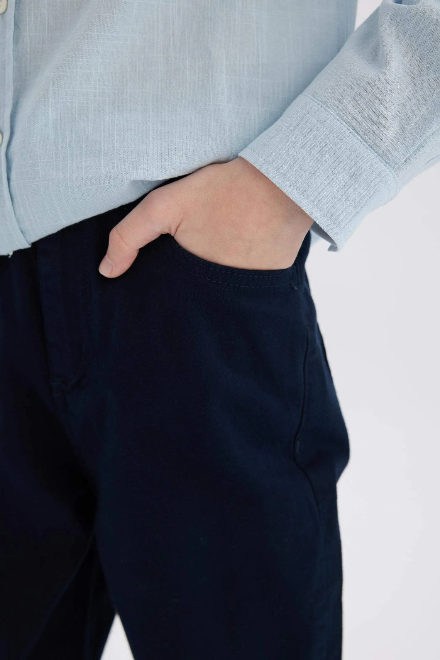 Boys 23 April Children's Day Flat Leg Gabardine Pants