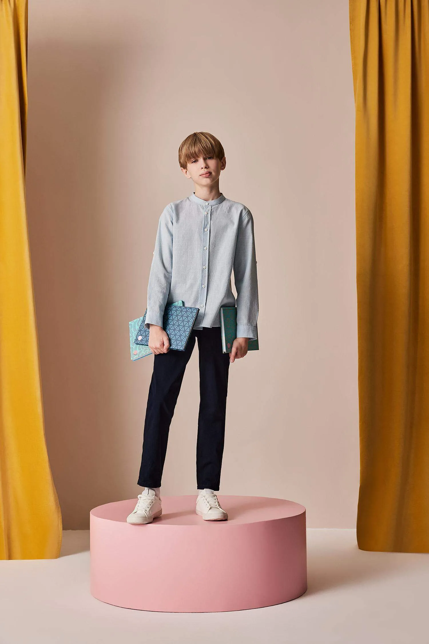 Boys 23 April Children's Day Flat Leg Gabardine Pants