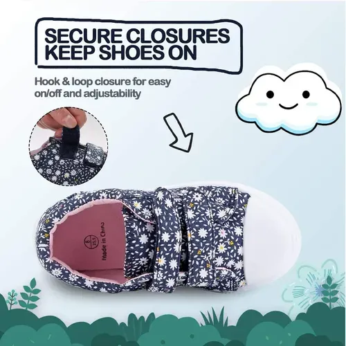 Boys and Girls Navy Flowers Sneakers - K KomForme