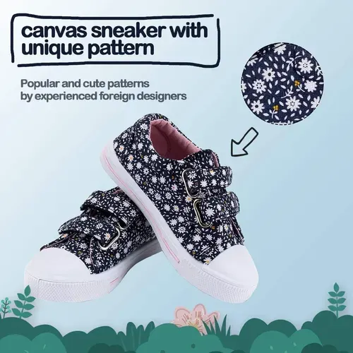 Boys and Girls Navy Flowers Sneakers - K KomForme