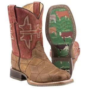 Boys Tin Haul 3D Illusion Cattle Sole Boot