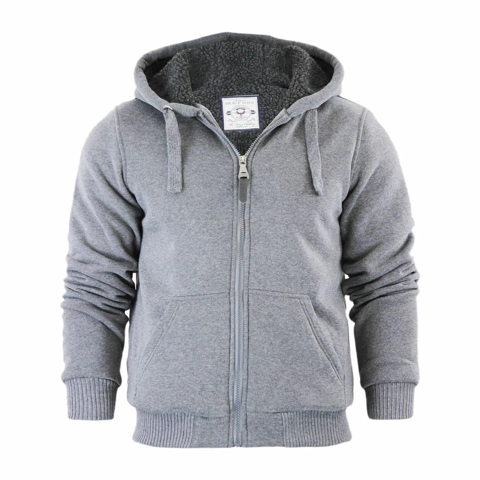 BRAVE SOUL BOYS HOODY KIDS HOODIE SHERPA FLEECE LINING HOODED POLYESTER JACKET ZIP UP SWEAT SHIRT