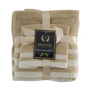 Bristol 100% Cotton Plush Towel Set - 3-Piece Pebble