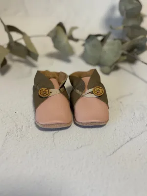 Button Bootie - Mink & Pink Leather