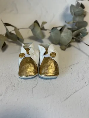 Button Bootie - White & Gold