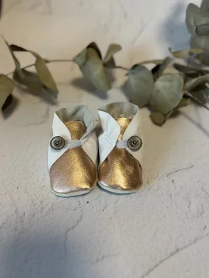 Button Bootie - White & Rose Gold
