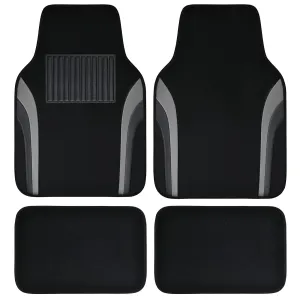 CAR PASS Leather Waterproof Car Floor Mats, Set of 4 (Black and Gray)