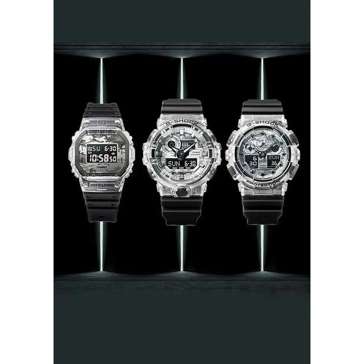 CASIO G-SHOCK CAMOUFLAGE SKELETON SERIES BLACK ANALOG DIGITAL MEN WATCH GA-100SKC-1AJF