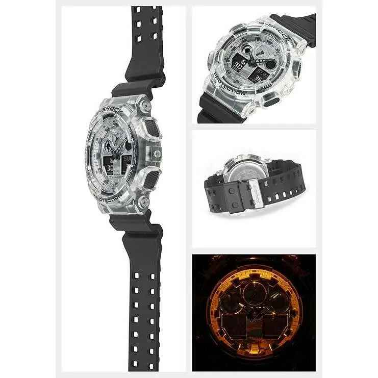 CASIO G-SHOCK CAMOUFLAGE SKELETON SERIES BLACK ANALOG DIGITAL MEN WATCH GA-100SKC-1AJF