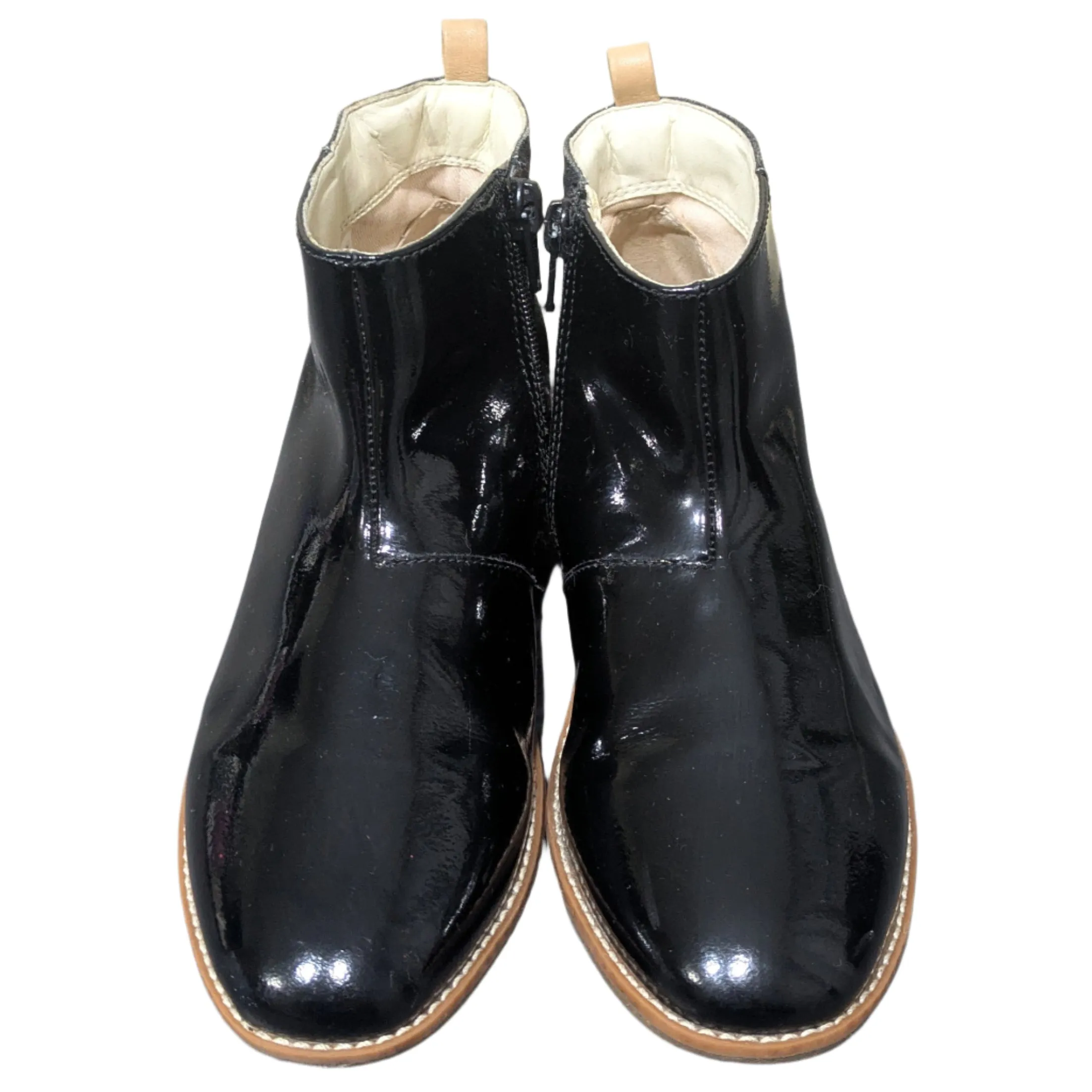 Clarks Drew Fun Kid Ankle Boots – Black Patent with Sparkle Heel – Size UK 2 / EU 34 / US 2.5